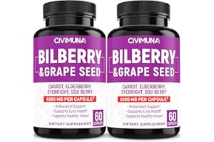 CIVIMUNA (2 Packs) Bilberry Capsules 9260mg - Bilberry, Grape Seed, Carrot, Elderberry - 4 Months Supply