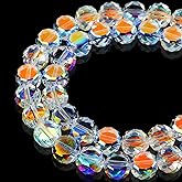 DIQIO 8mm Sparkle Flat Crystal Beads for Jewelry Making - Coin Spacer Round Slice Beads for Bracelets(78-82pcs, Crystal AB)