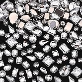 320 Pieces Sew on Rhinestone Sew Crystals Acrylic Gems Sewing Claw Rhinestone Flatback Gemstones with Hole Silver Prong in Mix Shape Mixed Size for DIY Crafts Clothes Shoes Bag Decoration (Clear)