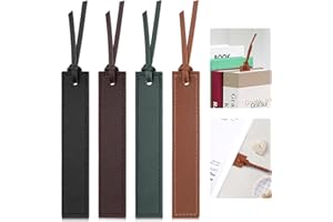 kdafio 4 Pcs Leather Bookmark, Classic Stitched Bookmark with Leather Rope, Bookmarks for Men, Handmade Stitched Book Marks Page Markers for Book Reader Teachers Students School Office