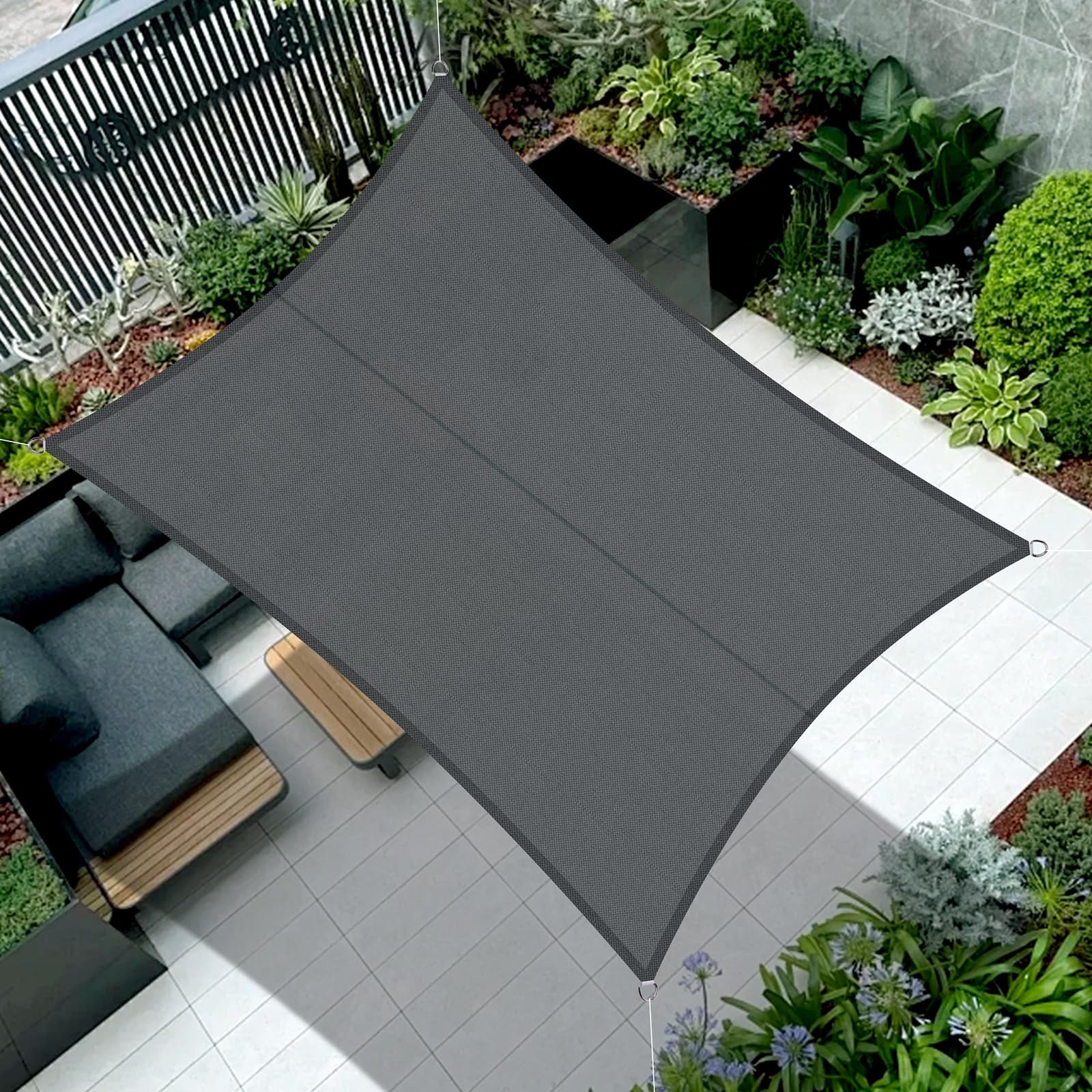 Cool Area Sun Shade Sail 3x5m Rectangle Waterproof, suitable for gardens, terraces and other outdoor,Charcoal