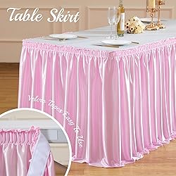 9ft Lenght Glitter Pink Table Skirt for Rectangle