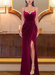 VFSHOW Womens 2025 Winter Velvet Formal Prom Maxi