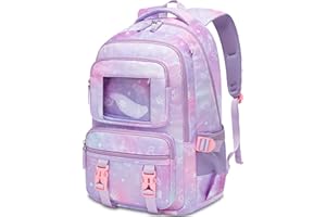 FOKDUVB Kids School Backpack for Girls Ages 6-8 8-10 10-12 12-14 Elementary Middle School Book Bags with Laptop Compartment for Teens Teenagers Girls Mochilas Escolares para Niñas (Purple/Pink, Crown)