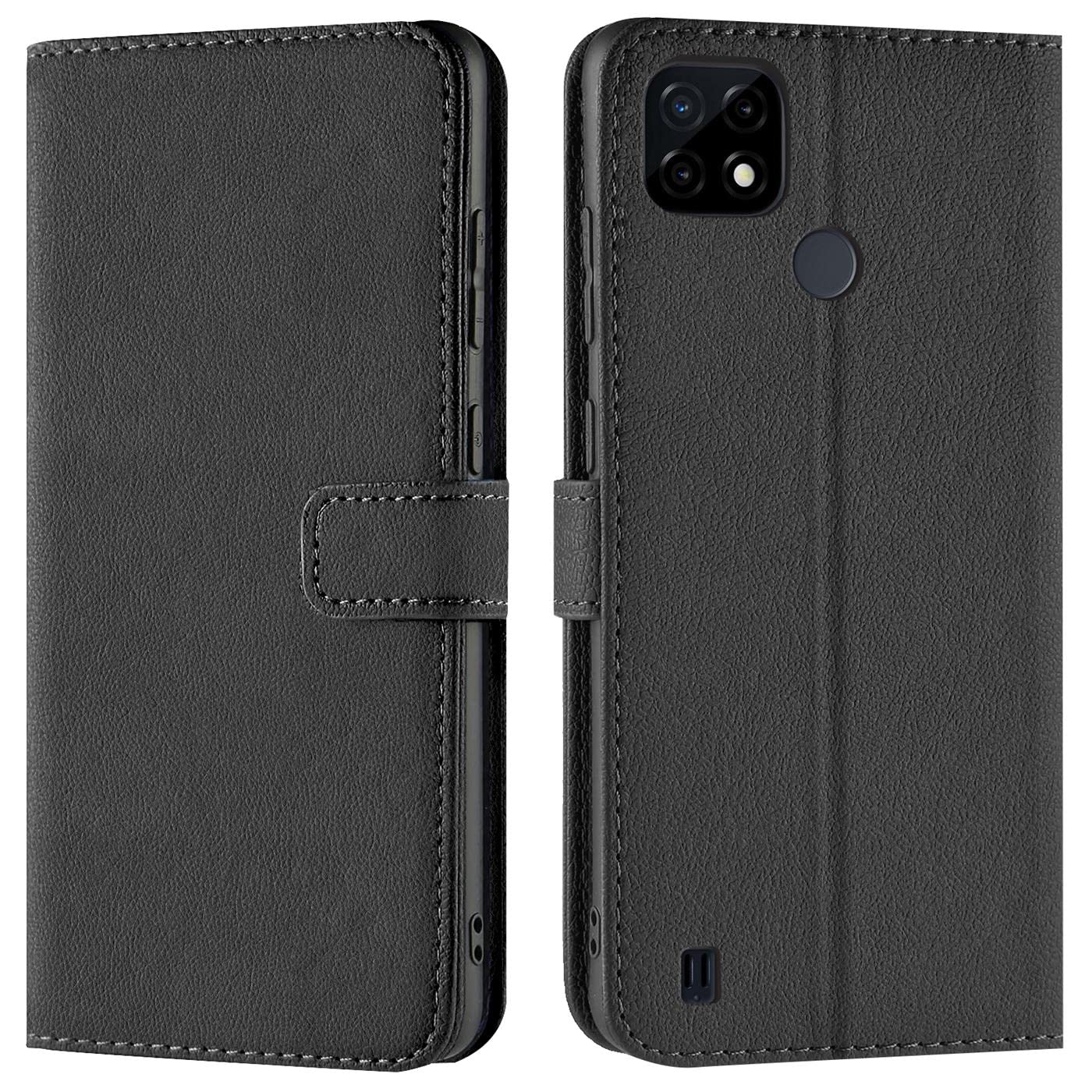Verco Wallet Case for Realme C21 Book Cover with Magnetic Closure compatible with Realme C21 Flip Case with Card Slots Faux Leather - Black