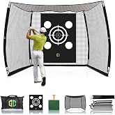 Golf Net Cage 10x8x5.5FT Golf Hitting Net, 4-Ply, Steel Frame, Mat with Bag | Hitting Net For Backyard Driving Real Golf Balls with Silent Impact Tarp &amp; Fiberglass Poles -Garage, Basement, Indoor/Outdoor