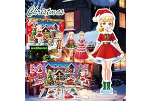 KIDCRAFT Christmas Magnetic Dress Up Dolls for Girls, Santa's Helper & Elf Princess Dress Up Toy Set with 3D Winter Scene, Travel Christmas Activity, Perfect Holiday Birthday Gift for Toddler Girls Ages 3-7