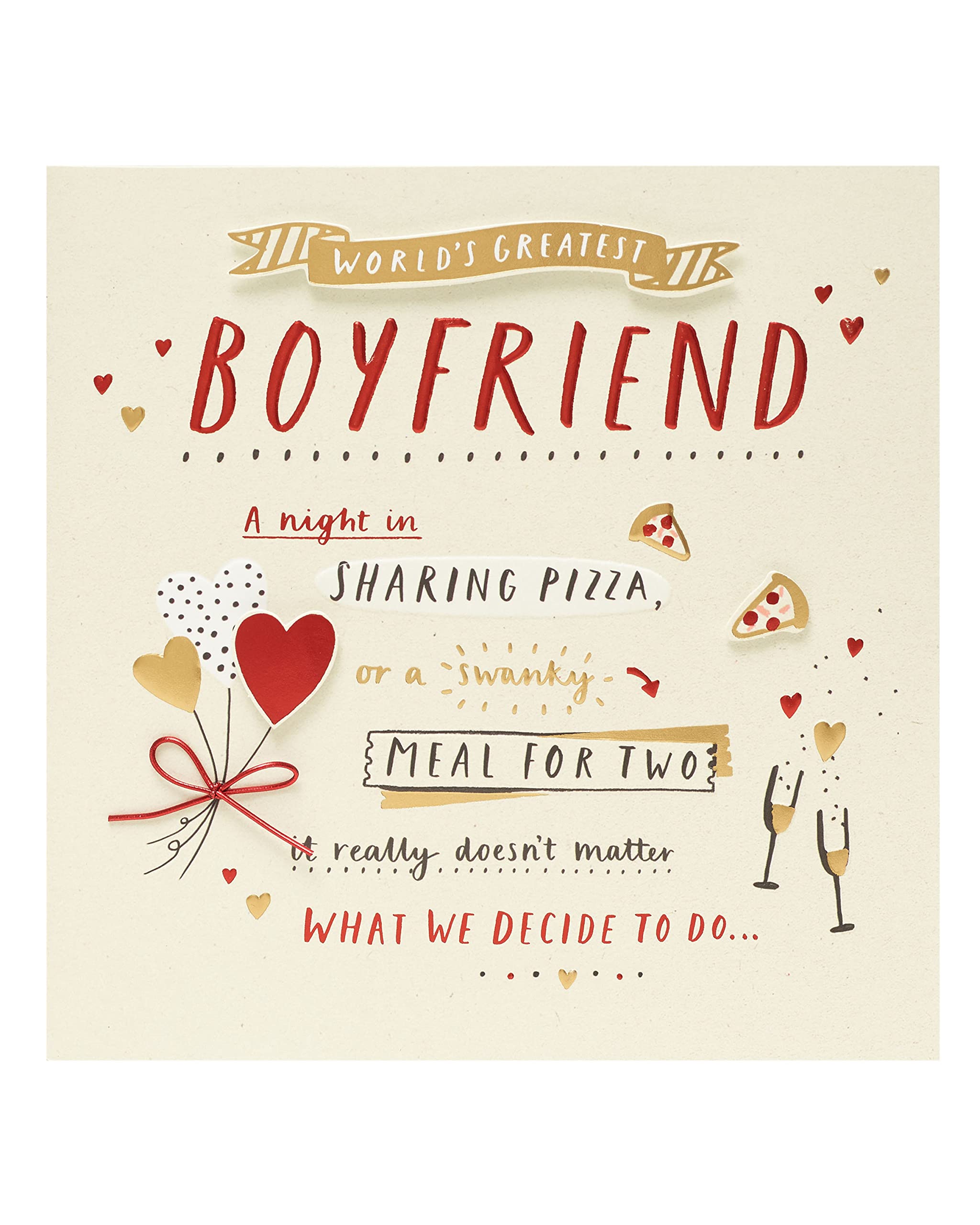 Greatest Boyfriend Embellished Valentine's Day Greeting Card Valentines Cards