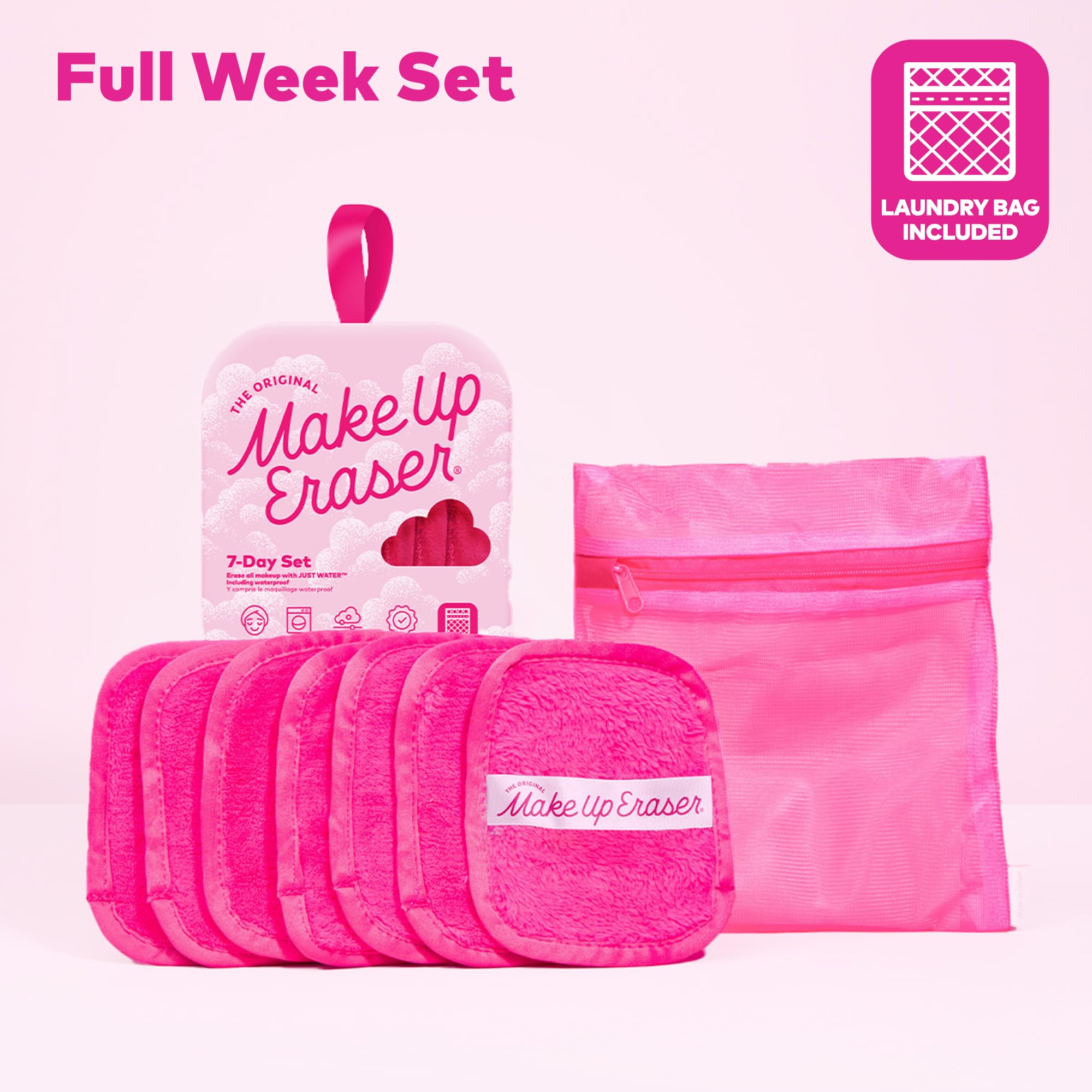 The Original MakeUp Eraser, 7-Day Set, Erase All Makeup with Just Water, Including Waterproof Mascara, Eyeliner, Foundation, Lipstick, Sunscreen, and More! 7ct