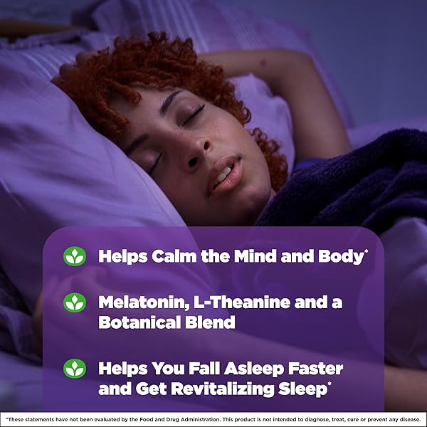 NATROL SLEEP + CALM MELATONIN 6MG WITH L-THEANINE 50MG AND A BOTANICAL BLEND, DIETARY SUPPLEMENT FOR RESTFUL SLEEP AND A CALM MIND AND BODY, 60 RASPBERRY-FLAVORED FAST DISSOLVE TABLETS, 60 DAY SUPPLY