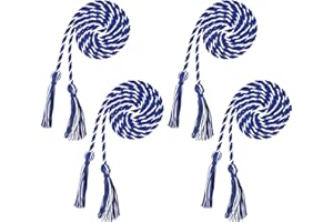 Beautyflier® Pack of 4 Graduation Honor Braided Cords with Sewing Tassels Polyester Yarn Honor Cord for Bachelor Gown for Graduation Students (White & Blue(4pcs))