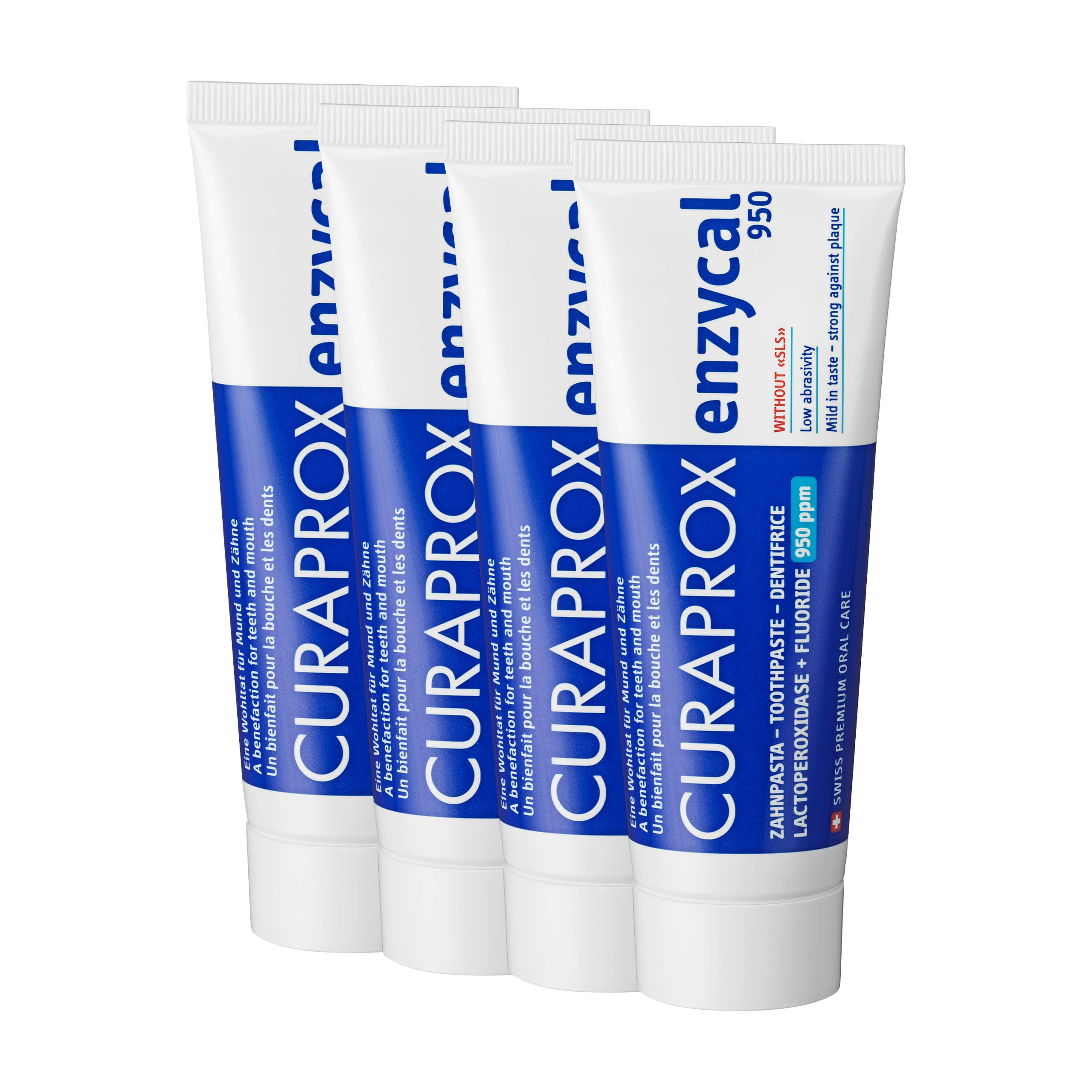 4X Curaprox enzycal Toothpaste 950ppm Fluoride 75ml Tube (4X 75ml)