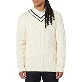 Amazon Essentials Mens Cable Knit V-Neck Sweater