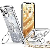 XYZ for iPhone 11 Pro Max Case with Stand, Phone Case with Double Ring Kickstand, Women Girls Bling Luxury Glitter Clear Phone Case Cover Heart for iPhone 11 Pro Max, Silver