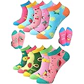Cozypower 10 Pairs Funny Fruit Socks for Women Cute Fruits Athletic Ankle Low Cut No Show Socks with Fun Text Lemon Cherry Banana Pattern Summer Gift for Fruit Lover
