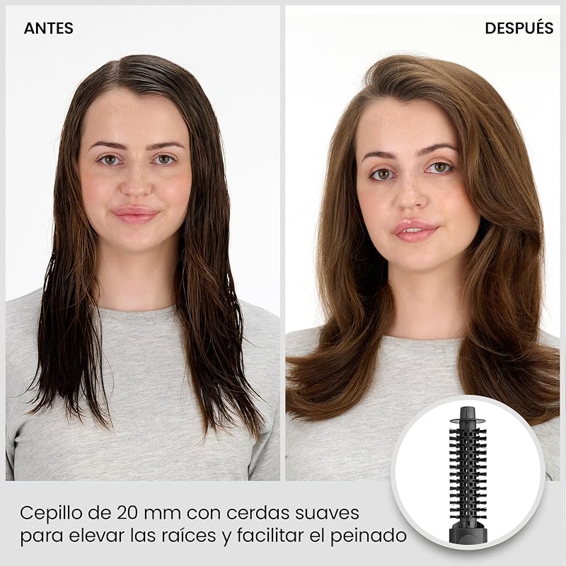 Escova de ar BaByliss Smooth Finish 1200 com 4 acessórios, para adicionar volume, modelação e suavização, 3 configurações de temperatura, tecnologia iônica, AS122E.