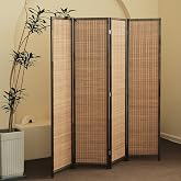 Furnnylane 4 Panel Bamboo Room Divider - 5.6 ft Tall Folding Privacy Screen for Room Separation, Natural Brown Freestanding Partition Wall for Home Office (67" H x 61.4" W)