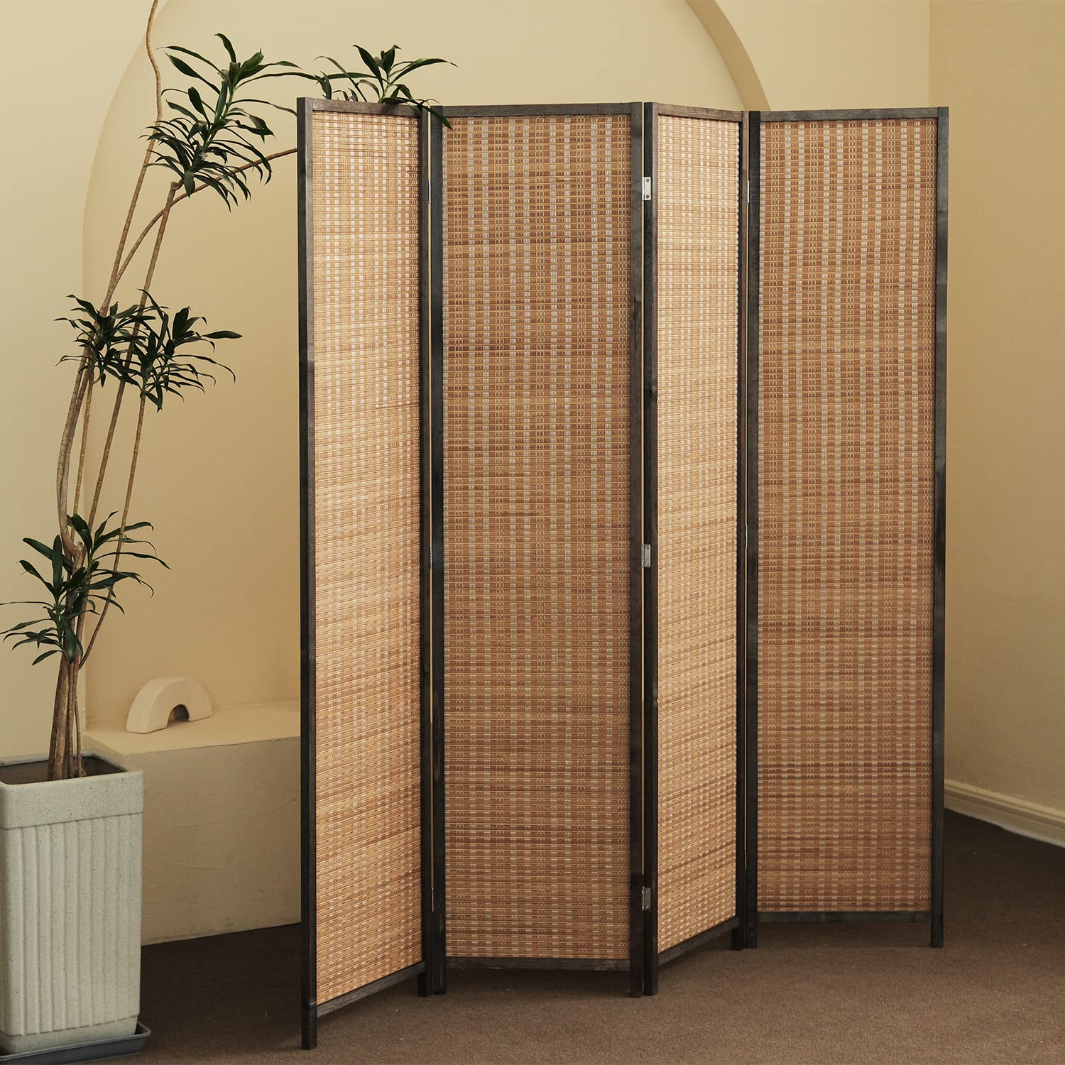 Photo 1 of Furnnylane 4 Panel Room Divider and Folding Screen Room Divider,Bamboo Room Divider Screen for Room Separation,67" H x 61.4" W