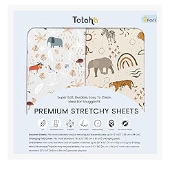 TotAha Jungle Animal Mini Crib Sheet, Premium