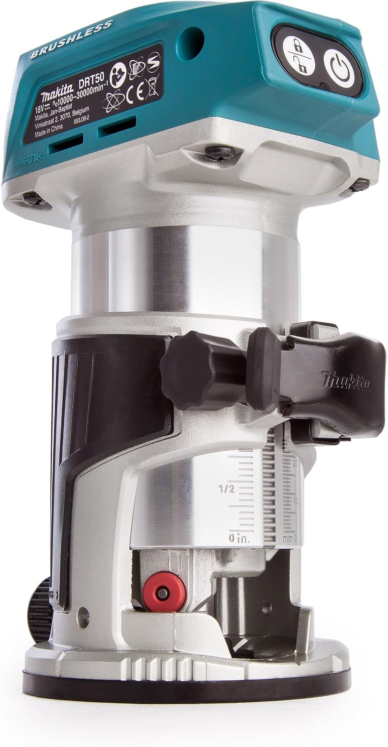 Makita DRT50ZJX3 18V Li-Ion LXT Brushless Router Trimmer Complete with 4 Base Assemblies Supplied in A Makpac Case