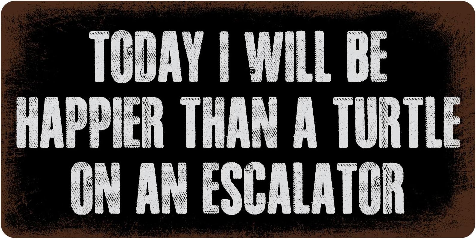 StickerPirate 682HS Today I Will Be Happier Than A Turtle On an Escalator 5"x10" Aluminum Hanging Novelty Sign