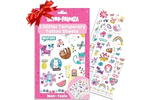 Ooly 50 Glitter Temporary Tattoos For Kids, Safe & Non-Toxic Temporary Tattoo, Party Favors Gifts for Kids, Great Goodie Bag Stuffers & Fun Birthday Decorations - Fun Friends