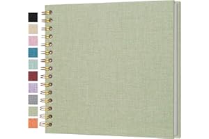Cherrich Small Scrapbook 8x8 Inch, Linen Photo Album Mini Scrap Book, Kraft White Pages Memory Book for Wedding, Baby, Family, Graduation, Travel, Dog, Vacation