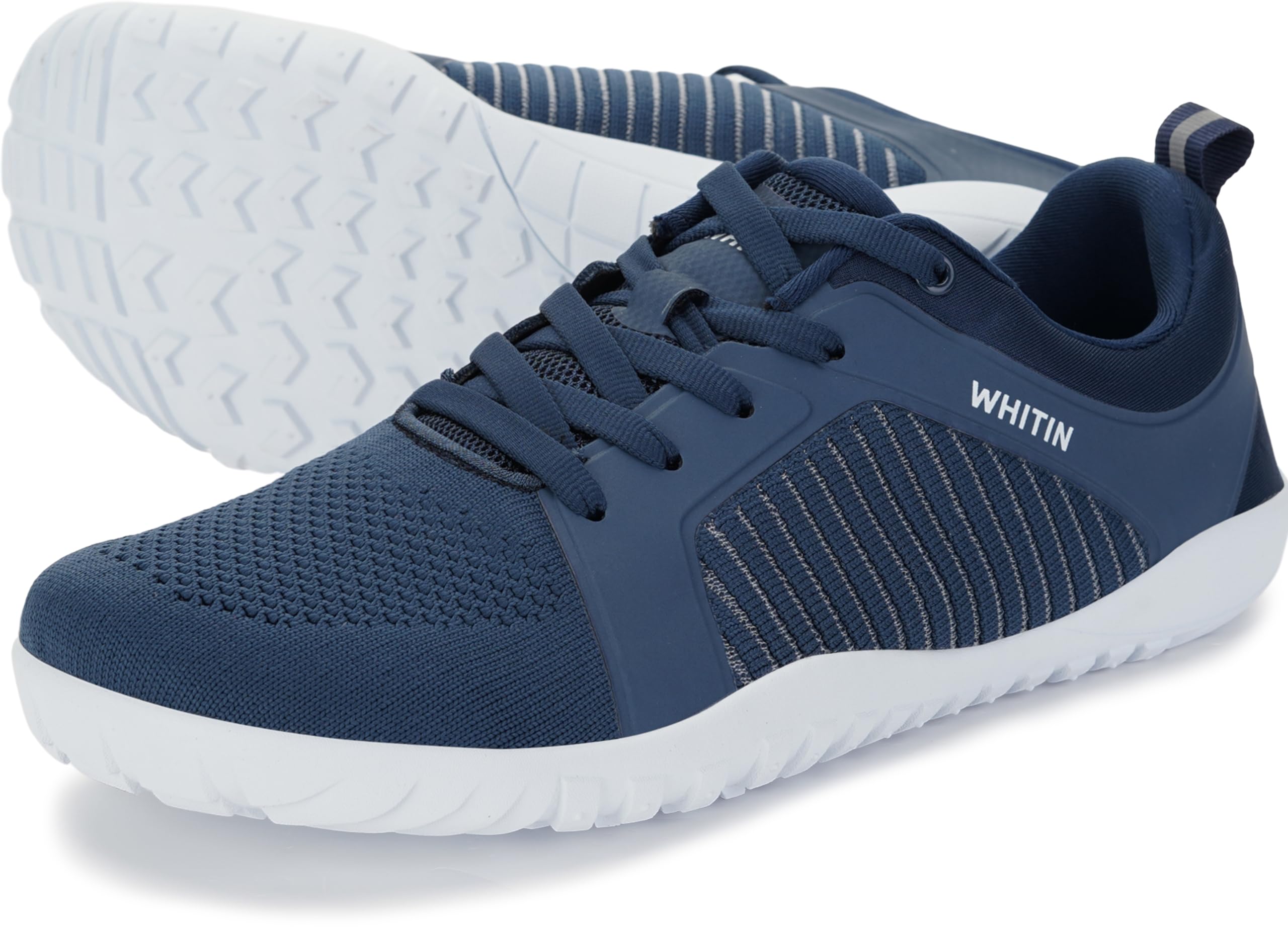 Photo 1 of WHITIN Men's Wide Barefoot Minimalist Shoes Zero Drop Trail Running Sneaker Cross Training Minimus Weightlifting Walking Sport Gym Male Dark Blue 43