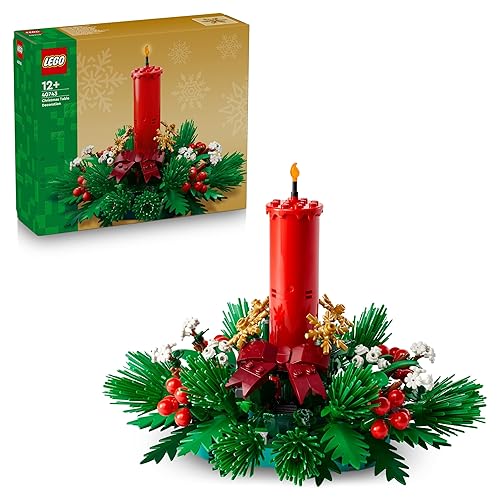 LEGO Christmas Table Decoration - Display Toy incl. a Candle, Red Berries, Golden Stars and Foliage - Fun Family Activity - Gift for 12+ Year Old Girls, Boys & Teens - 40743