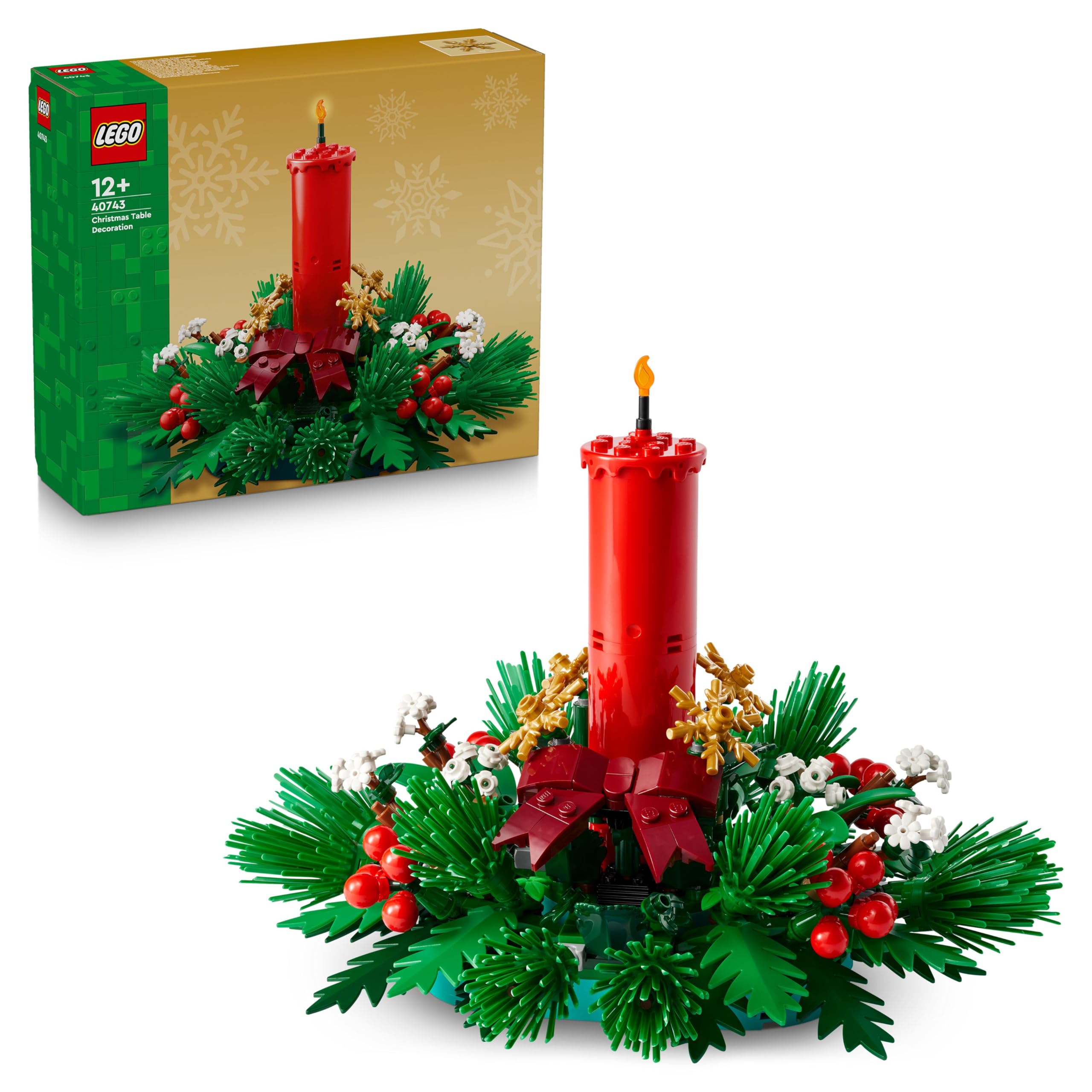 LEGO Weihnachtsgesteck - DIY Tischdeko und Kerzenständer mit Beeren, Sternen, Laub - Bastelset für Kinder & Familie - Geschenk zu Weihnachten für Mädchen und Jungen ab 12 Jahren - 40743