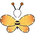 Spooktacular Creations 2 Pcs Bumble Bee Wings Set, Light Up Wings and Antenna Headband for Girls, Halloween Costume Accessory