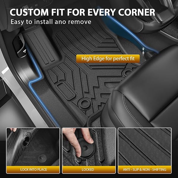 POWERTY FLOOR MAT FOR TOYOTA 4RUNNER 2025 2026, ALL WEATHER TPE CUSTOM TRUNK CARGO MAT LINER WITH BACKREST MAT REPLACEMENT FOR TOYOTA 4RUNNER ACCESSORIES (FIT 5 SEATS,NOT FOR HYBRID MODEL)