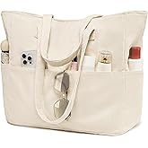 LEDAOU Beach Bag Women Tote Bag Pool Bag with Zipper for Gym Grocery Travel with Wet Pocket