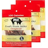 Big Fork Brands Craft Pork Jerky, Original Flavor, 3 x 2.25 oz Bags | Tender Hickory-Smoked Heritage Pork, Keto &amp; Paleo, Gluten-Free, High-Protein Snack