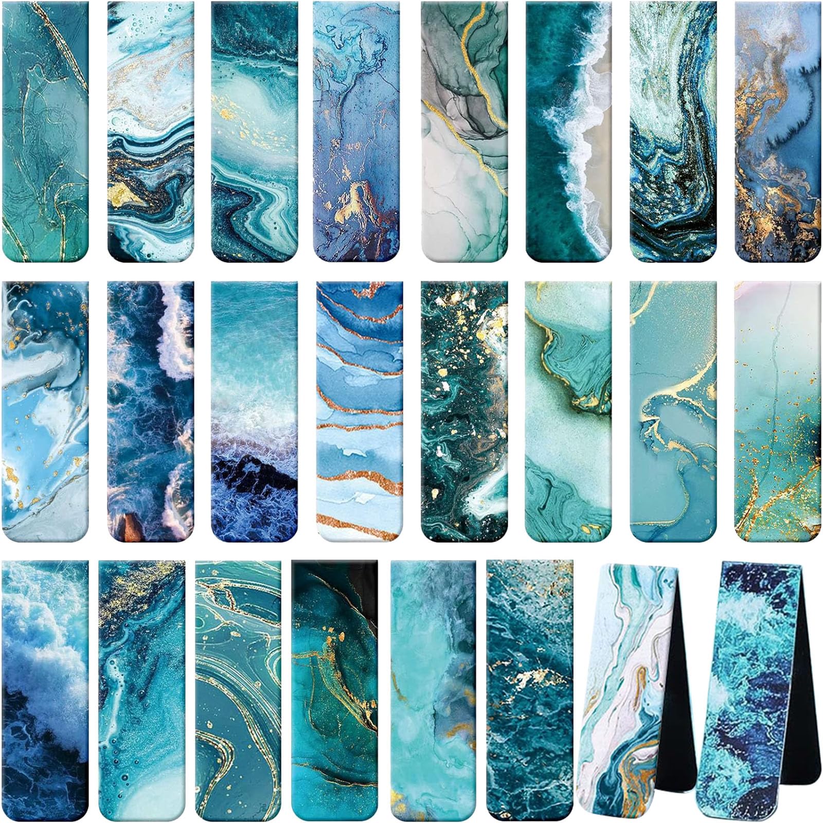 Zonon 24 Pcs Ocean Magnetic Bookmarks Easter Exchange Gifts Summer Blue Magnet Page Markers Page Clip Funny Bookmark Gifts for Reading Lover Women, Men Classroom Prize Party Favor