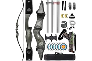 OUBERT 60 Inch Black Hunter Takedown Recurve Bow 20-60lbs Hunting Bow and Arrow Set with Arrow Quiver Right Hand Archery Bows for Adults Target Practice Shooting Training