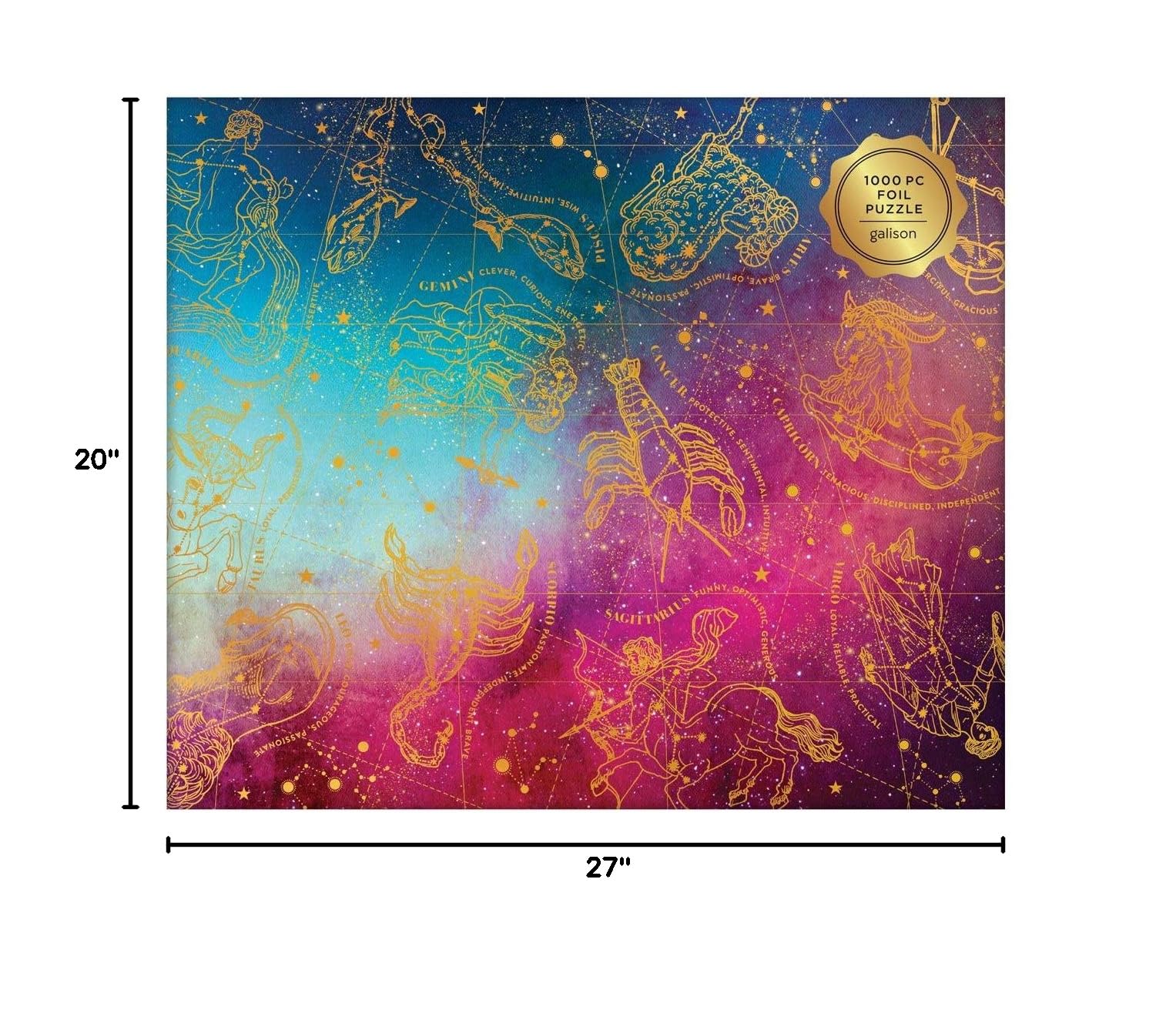 Galison Astrology 1000 Piece Jigsaw Puzzle for Adults, Foil Puzzle with Astrological Star Signs, 0735357501