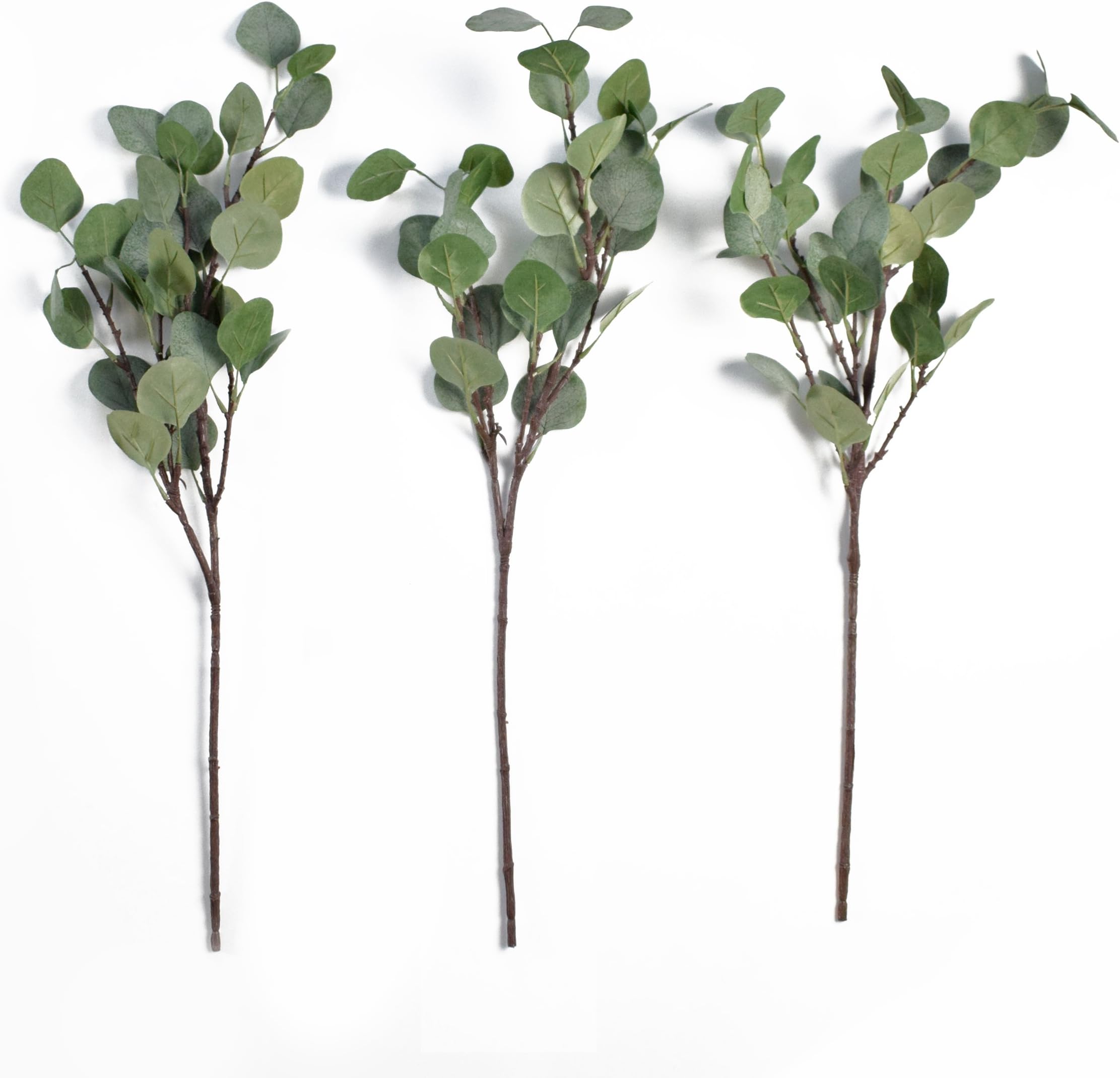 Silver Dollar Eucalyptus Branches 27" Faux Eucalyptus Three Piece Artificial Home Decor Faux Greenery Eucalyptus Branches Eucalyptus Leaves Fake Eucalyptus Branches Artificial Greenery Decor Wedding