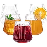 N9R 24 Count Plastic Wine Glasses Disposable 12oz - Elegant Origami Ripple Design, Shatterproof & Disposable for Whiskey, Cocktail, Champagne, Parties, Weddings, Events