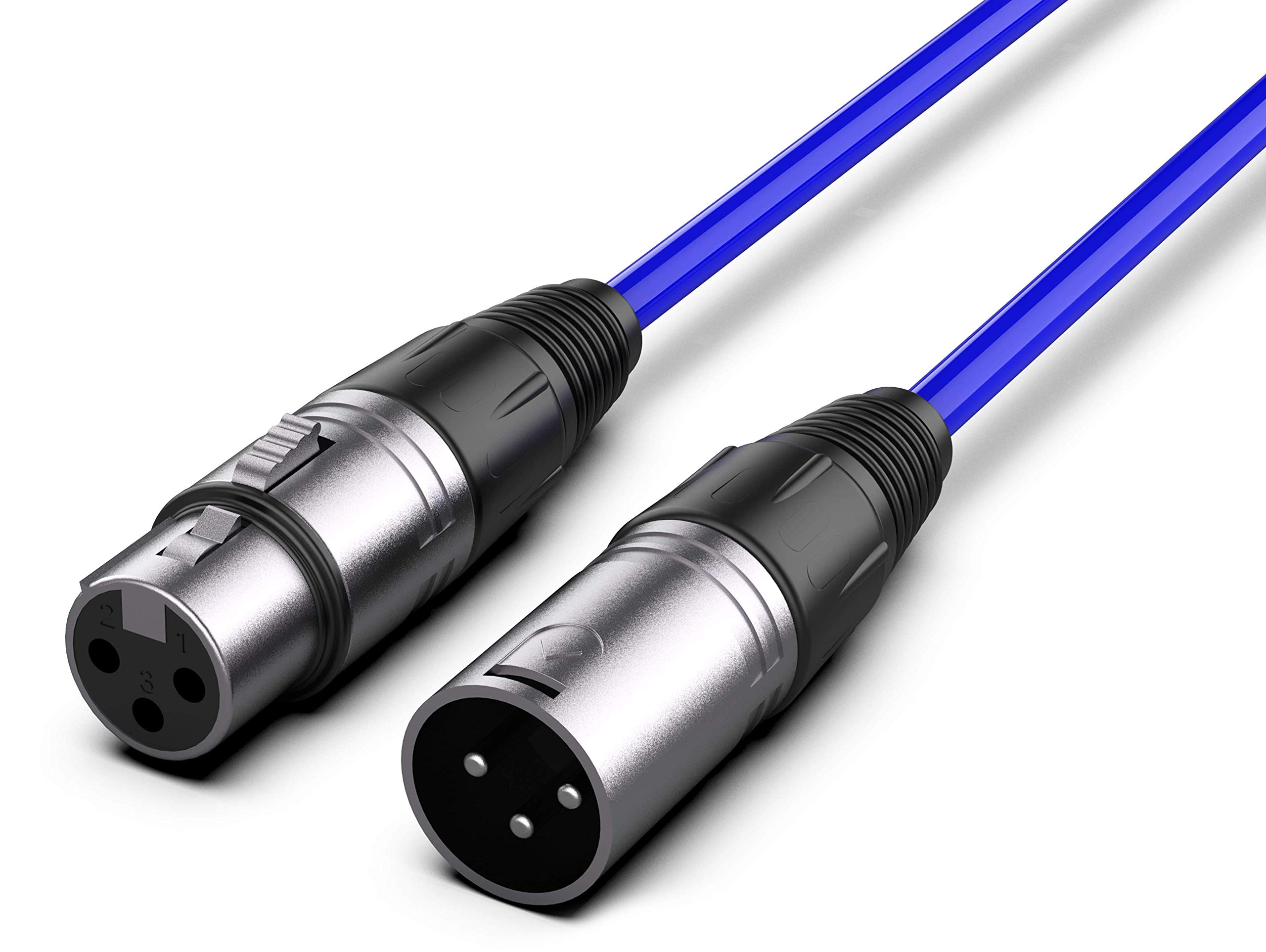 Audibax Silver XLR Male to XLR Female Cable - Length 20 Metres - High Signal Transmission OFC Connectors - PVC Coated - Maximum Insulation - Diameter 6 mm - Blue
