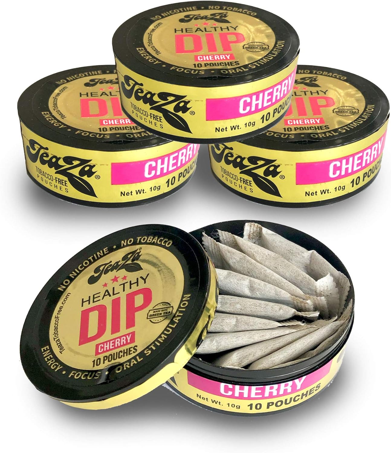 Teaza Herbal Energy Pouch Tobacco Free Cherry 4 Pack