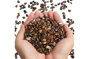 QICQDRAM Polished Gem Stones Rocks Crystals 0.9 Lb/405g Natural Tumbled Stones Tiger's Eye Crystal Chips Bulk for Healing Crystals & Fish Tank Rocks Gravel, Vase Filler, Plants Decor