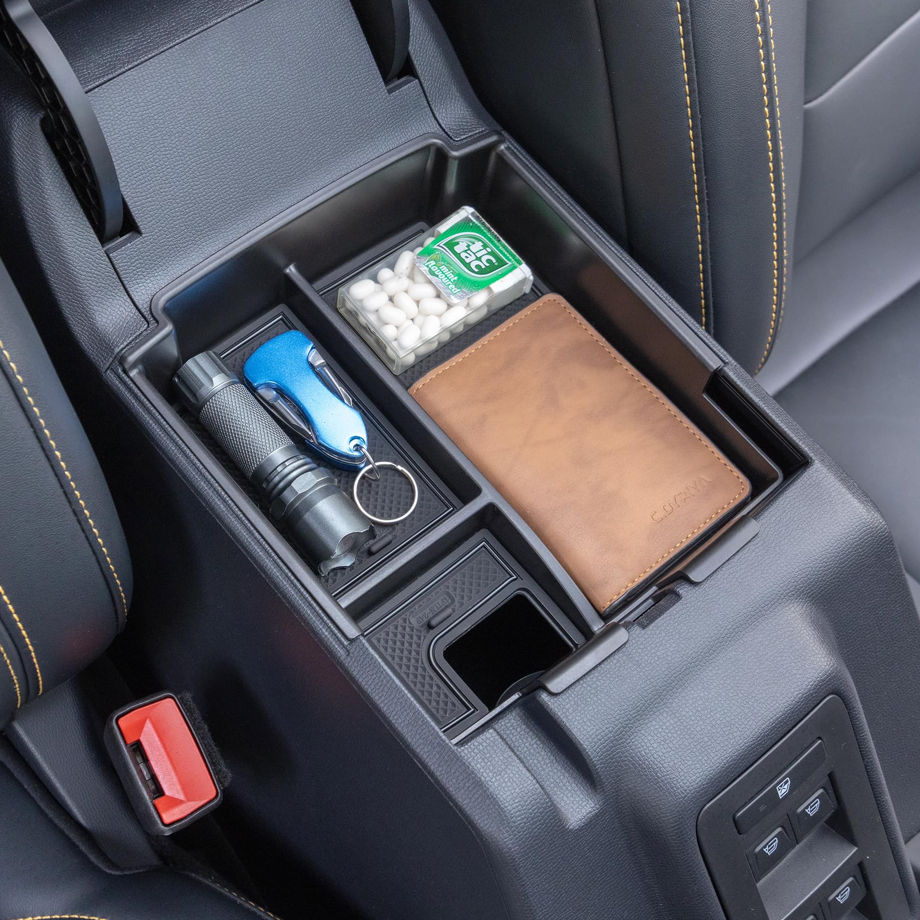 Photo 1 of TOPINSTALL 2025 Upgraded Tray Compatible with Ford Bronco 2025 4-Door, Full Size Bronco Center Console Organizer Armrest Storage Box Plastic Black (Not for 2-Door & Bronco Sport)