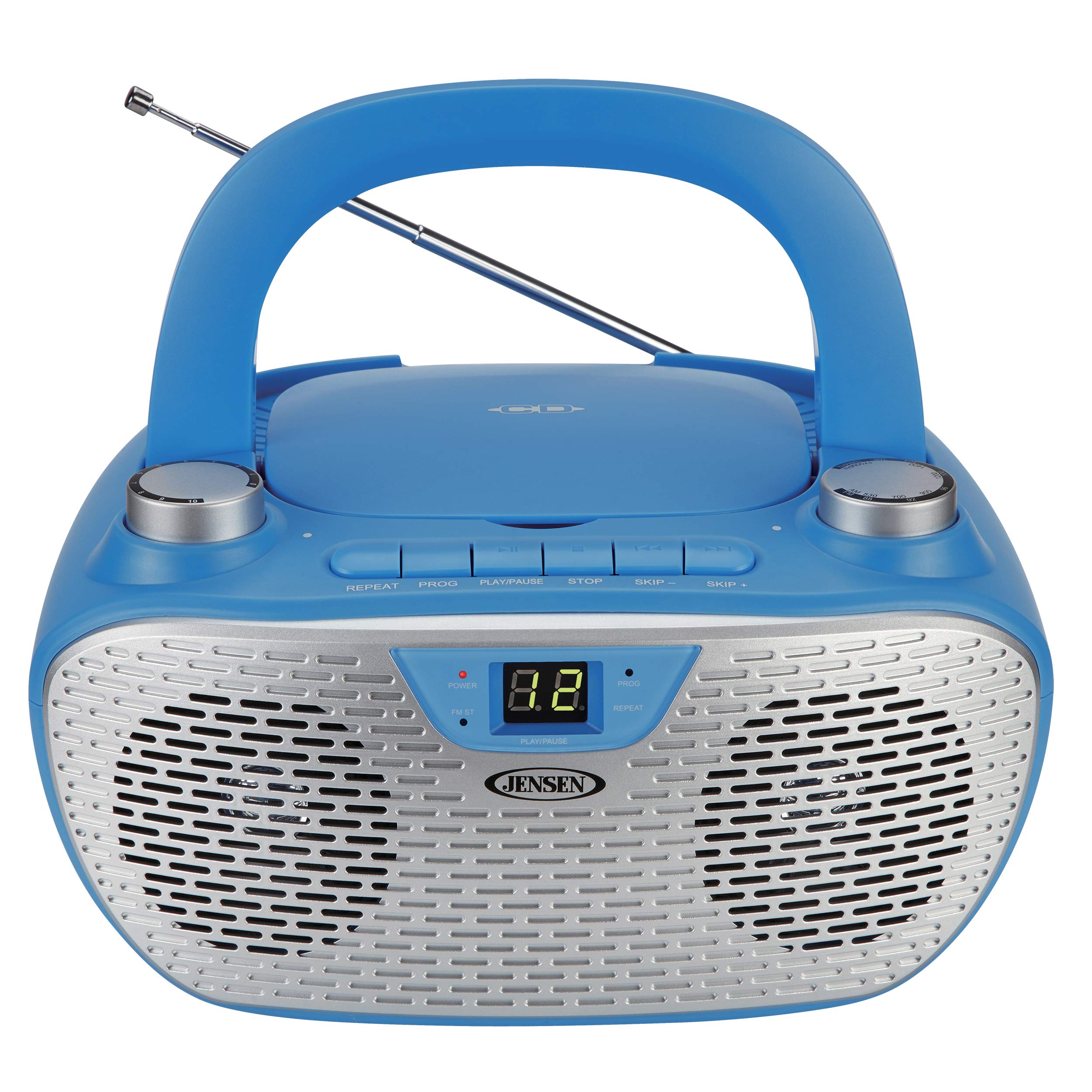 JENSEN CD-485-BL CD-485 1-Watt Portable Stereo CD Player with AM/FM Radio (Blue)