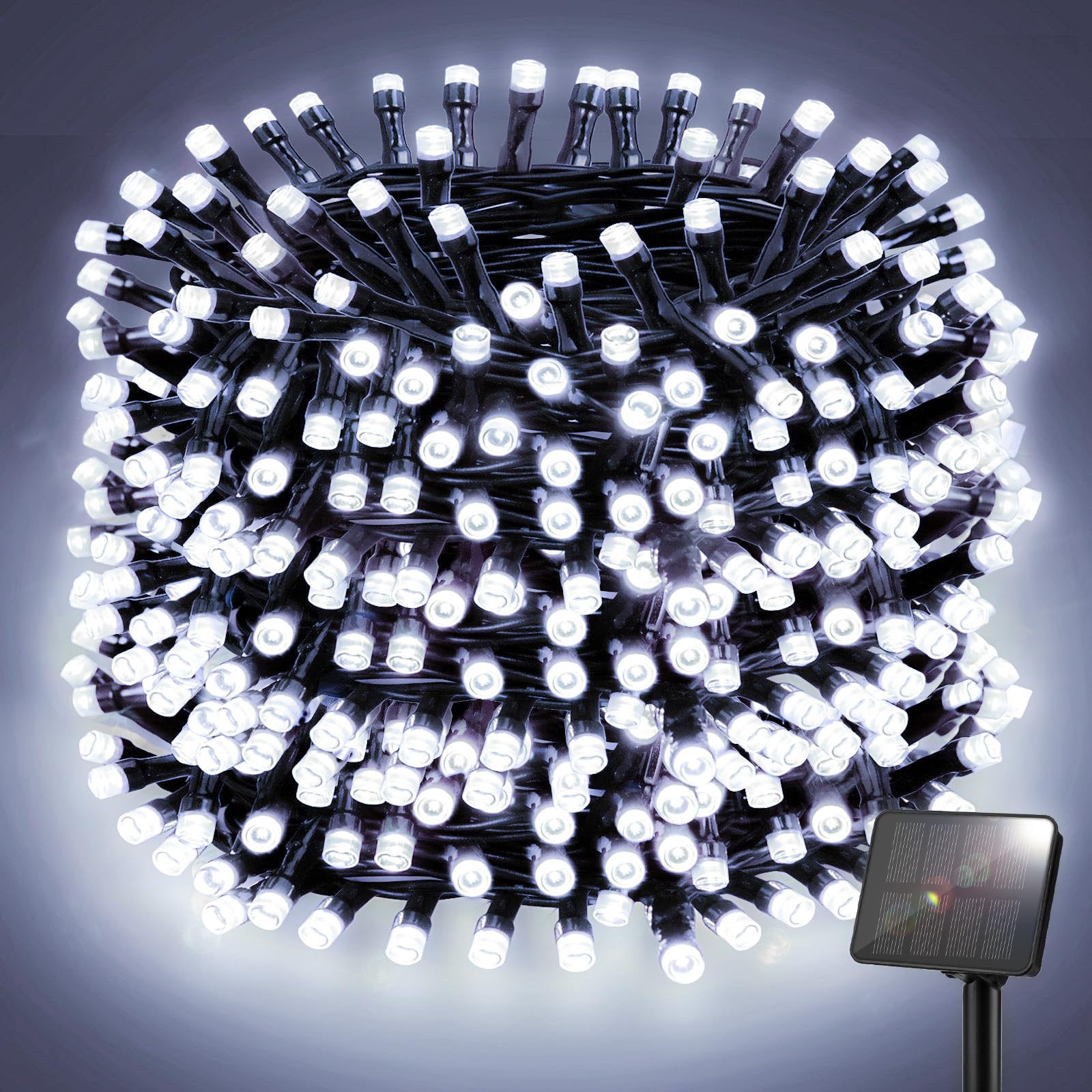FFZZKJ Solar String Lights Outdoor Garden 120LED 12M 40FT Garden Lights Solar Powered Waterproof 8 Modes for Patio/Yard/Tree/Gazebo/Terrace/Party/Wedding - Cold White — image 1