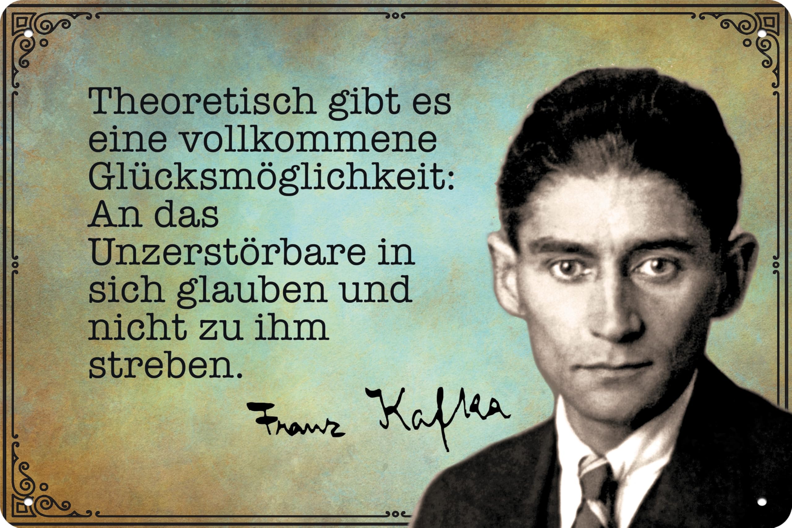 Decorative Tin Sign for Franz Kafka Fans and Lovers, Aphorism, Quote, Wisdom, Meaning, 30 x 20 cm