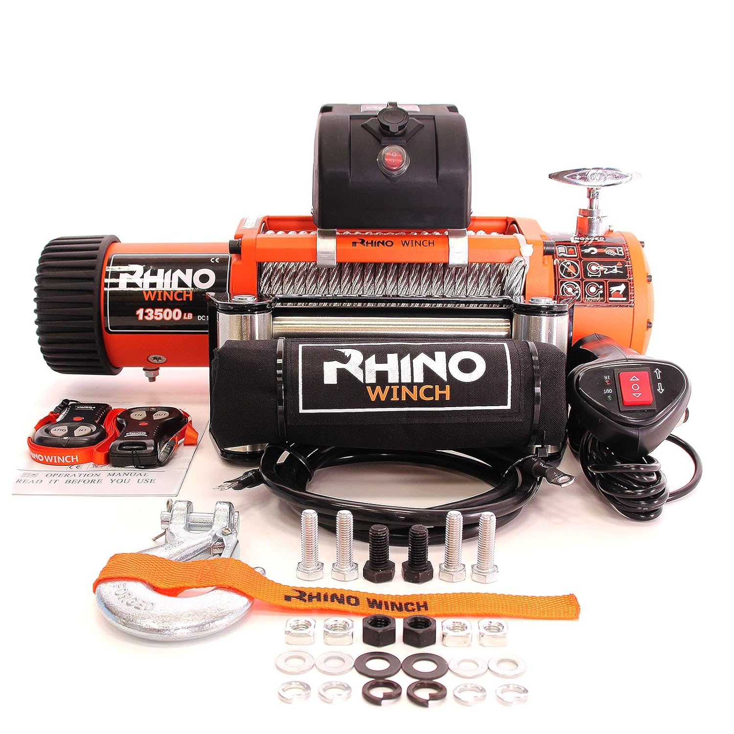 Rhino Electric Winch Wireless Recovery 12v 13500Lb / 6125Kg Amazon.co