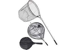 Avlcoaky Rubber Fishing Net - Large Saltwater Fishing Landing Net with Telescoping Handle for Kayak Fishing - Extends 70 to 94 Inch, 27.5 Inch Depth