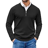 COOFANDY Men's Quarter Zip Pullover Slim Fit Dress Sweaters Lightweight Mock Neck Knit Sweater