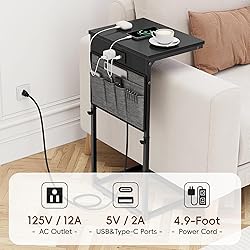 Vagusicc C Shaped End Table with Charging